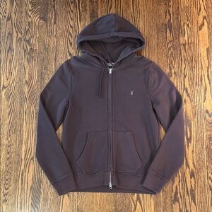 All Saints Fox Zip Up Brown Hoodie (Size M)